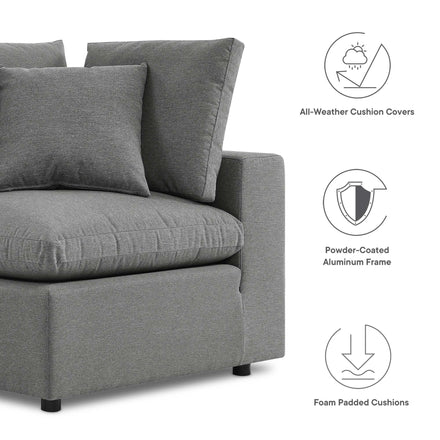 Commix Overstuffed Outdoor Patio Sofa in Charcoal