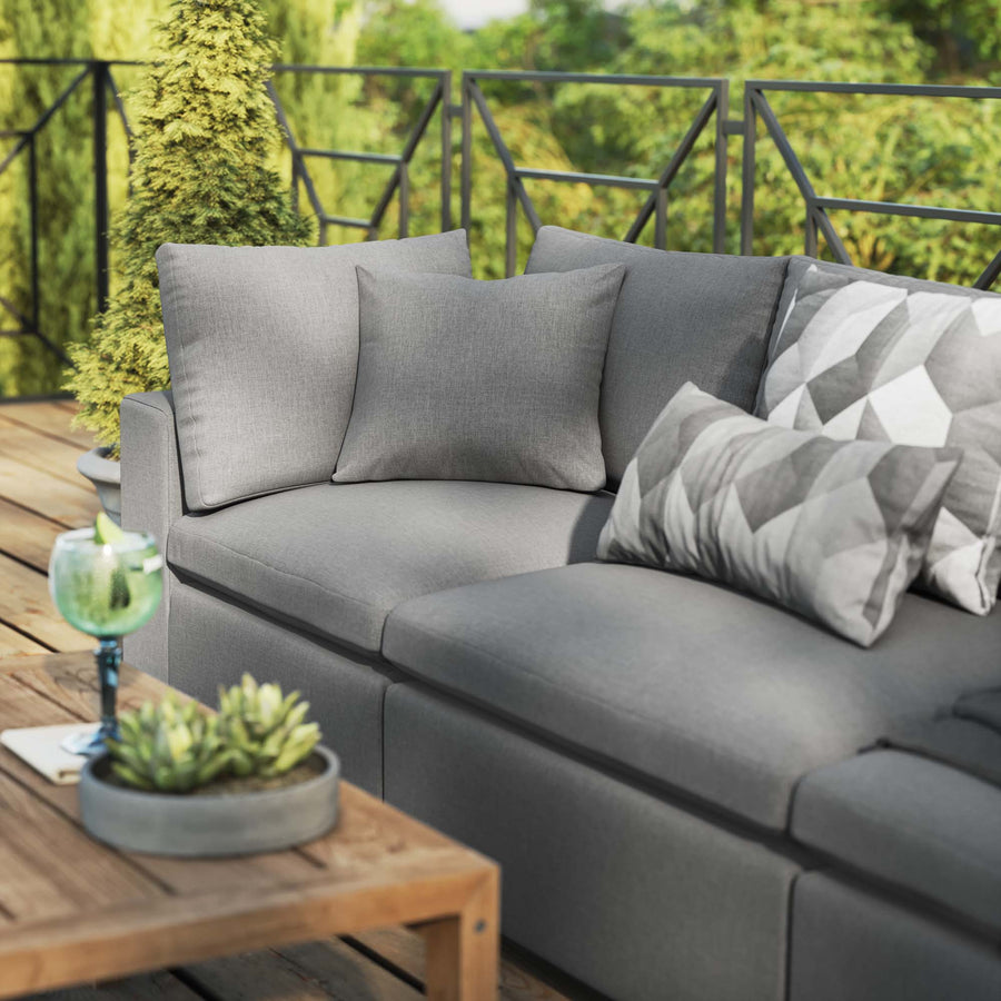 Linden Overstuffed Outdoor Patio Sofa in Charcoal