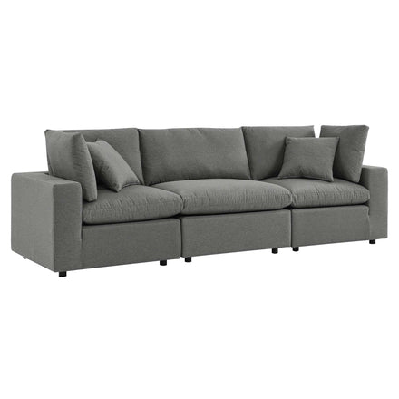 Commix Overstuffed Outdoor Patio Sofa in Charcoal