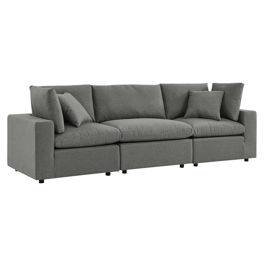 Linden Overstuffed Outdoor Patio Sofa in Charcoal