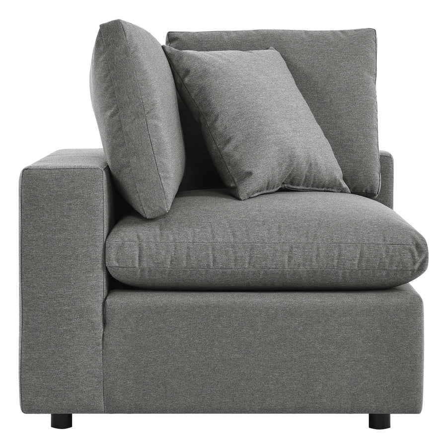 Linden Overstuffed Outdoor Patio Sofa in Charcoal