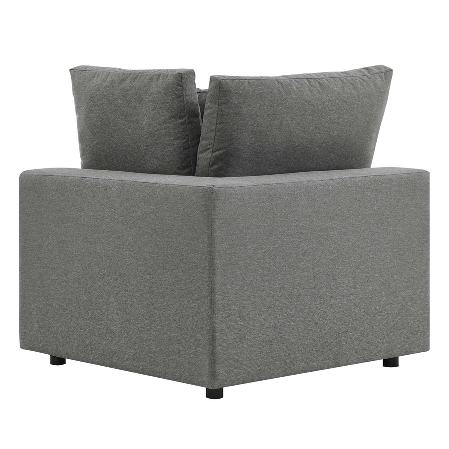 Linden Overstuffed Outdoor Patio Sofa in Charcoal