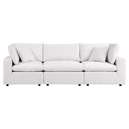 Commix Overstuffed Outdoor Patio Sofa in White