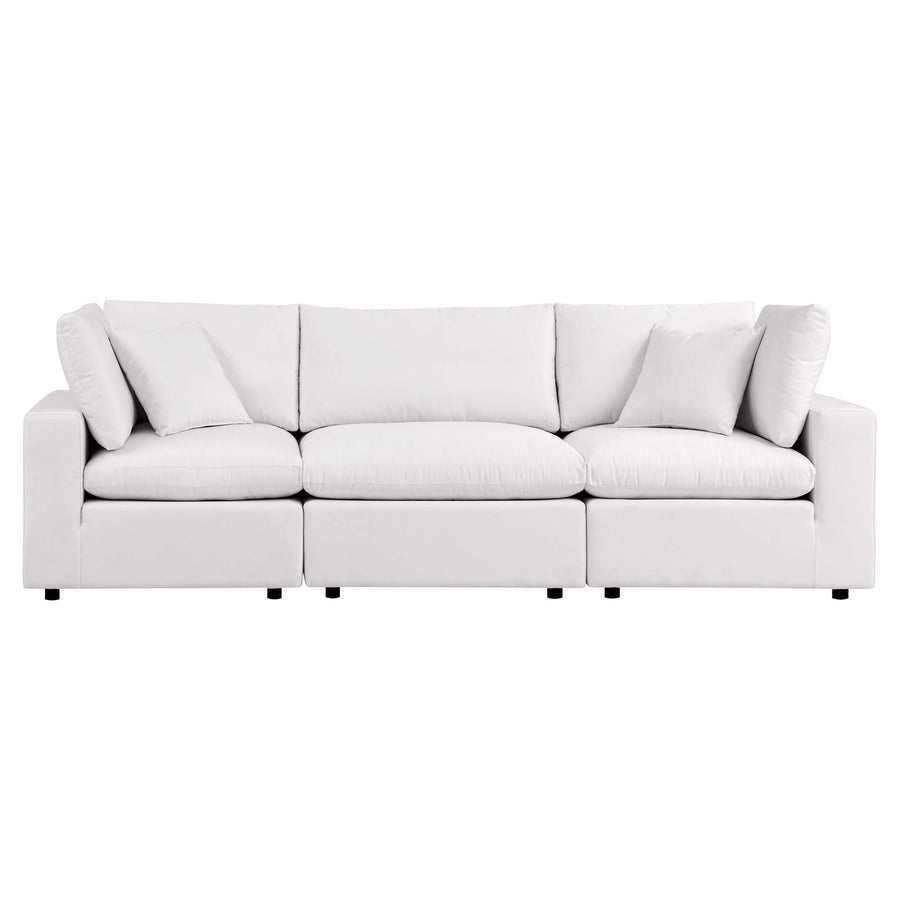 Linden Overstuffed Outdoor Patio Sofa in White