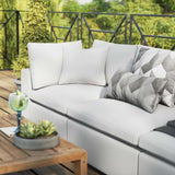 Linden Overstuffed Outdoor Patio Sofa in White
