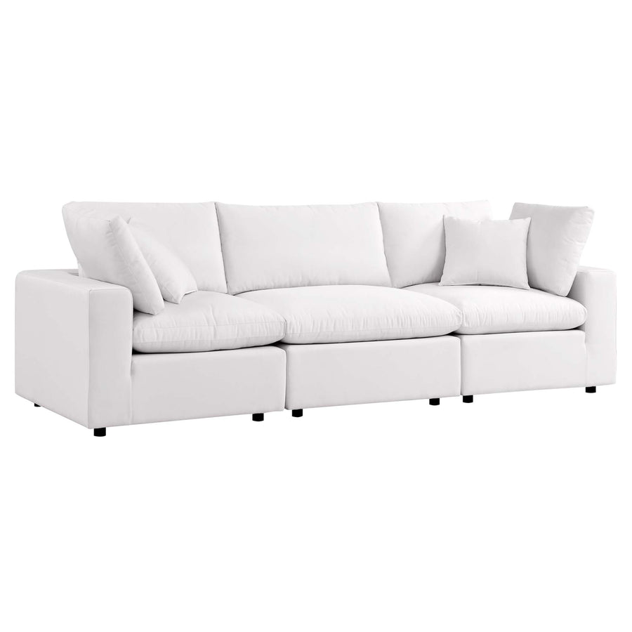 Linden Overstuffed Outdoor Patio Sofa in White