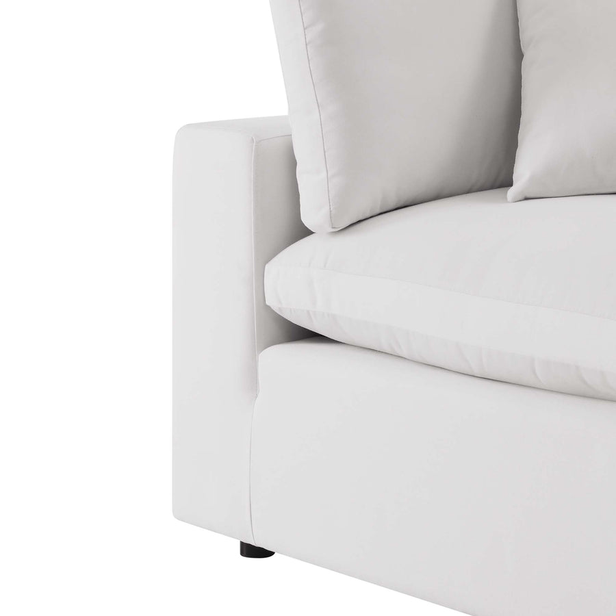 Linden Overstuffed Outdoor Patio Sofa in White