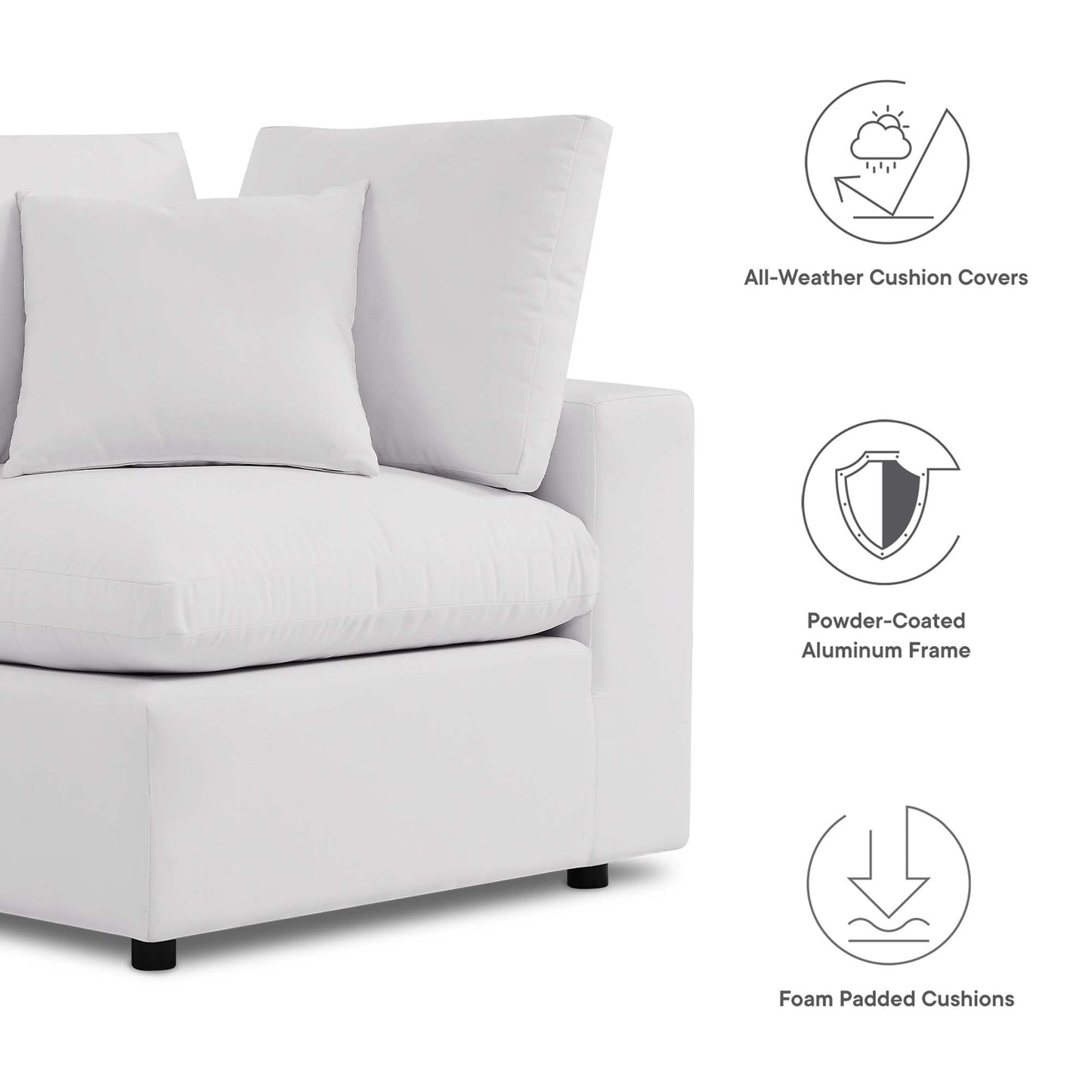 Commix Overstuffed Outdoor Patio Sofa by Furniture For America