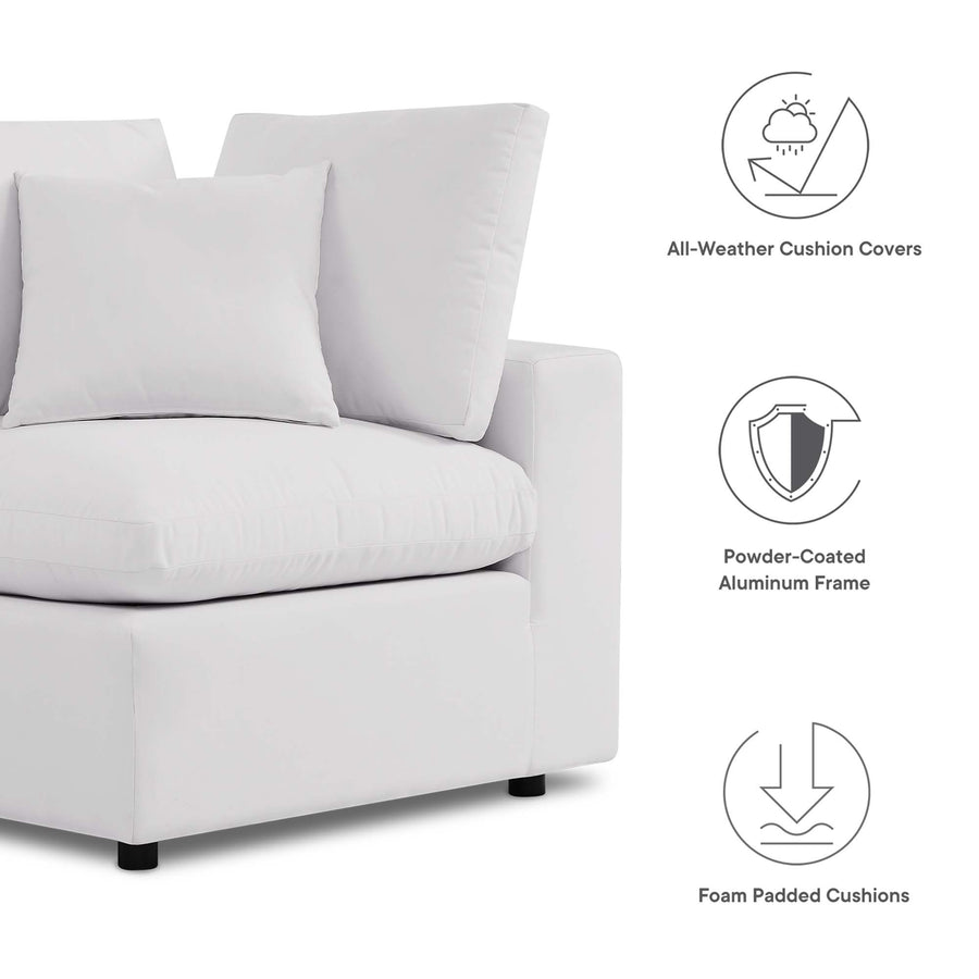 Linden Overstuffed Outdoor Patio Sofa in White