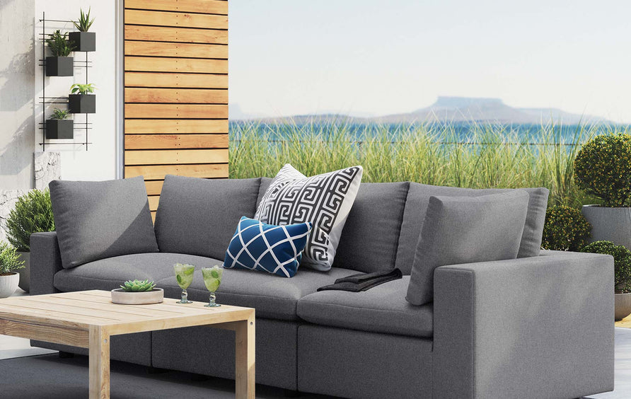 Linden Sunbrella® Outdoor Patio Sofa in Gray