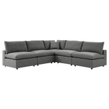 Linden 5-Piece Outdoor Patio Sectional Sofa in Charcoal