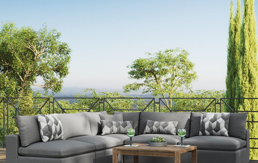 Linden 5-Piece Outdoor Patio Sectional Sofa in Charcoal