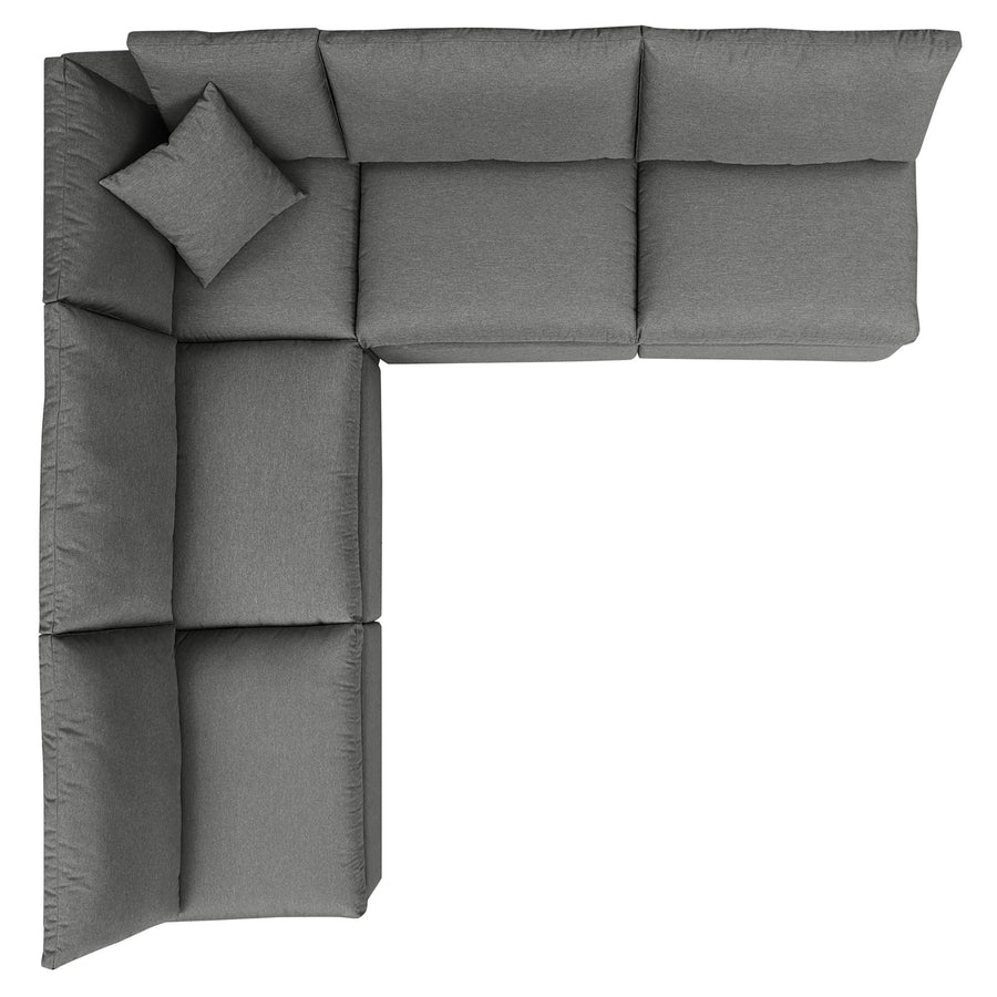 Linden 5-Piece Outdoor Patio Sectional Sofa in Charcoal