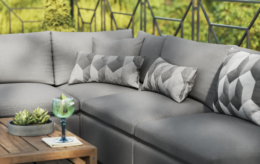 Linden 5-Piece Outdoor Patio Sectional Sofa in Charcoal