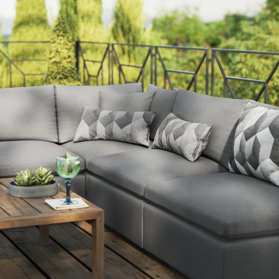 Linden 5-Piece Outdoor Patio Sectional Sofa in Charcoal