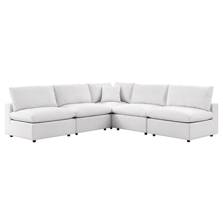 Commix 5-Piece Outdoor Patio Sectional Sofa in White