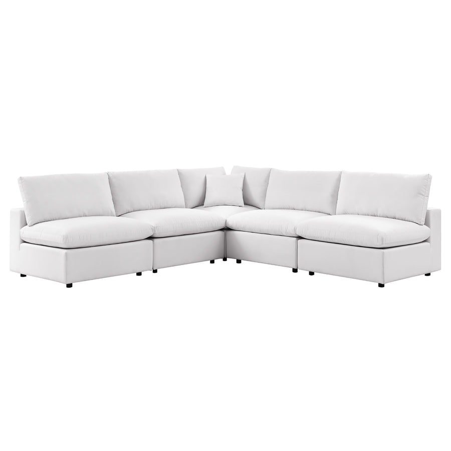 Linden 5-Piece Outdoor Patio Sectional Sofa in White