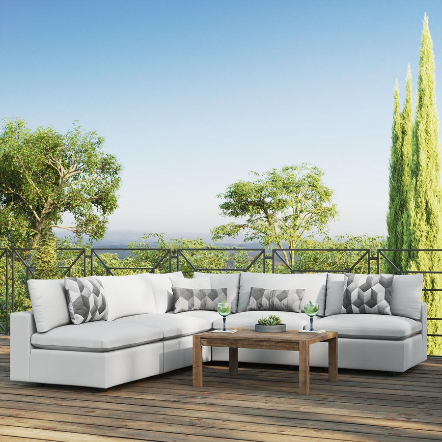 Linden 5-Piece Outdoor Patio Sectional Sofa in White
