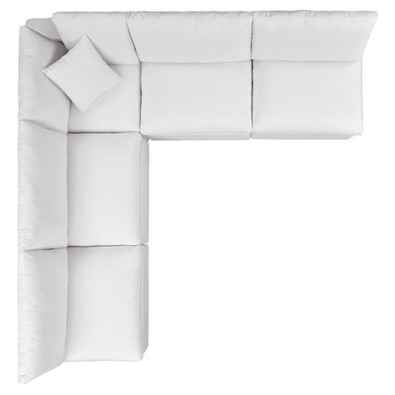 Commix 5-Piece Outdoor Patio Sectional Sofa in White