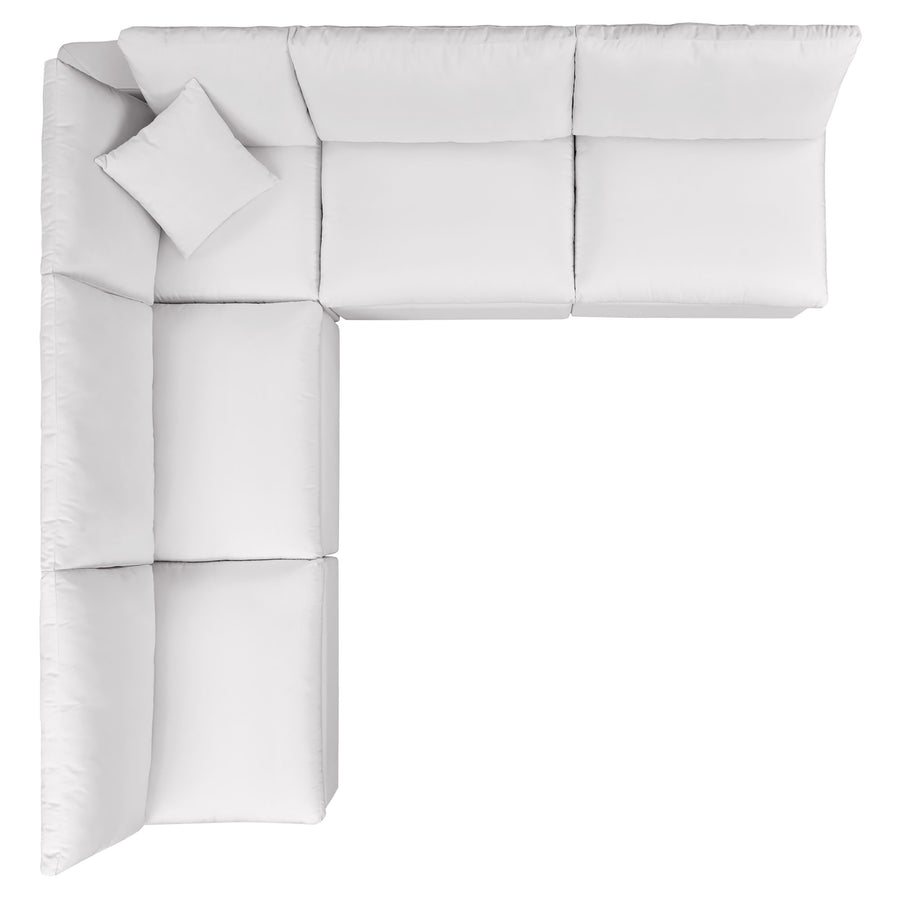 Linden 5-Piece Outdoor Patio Sectional Sofa in White