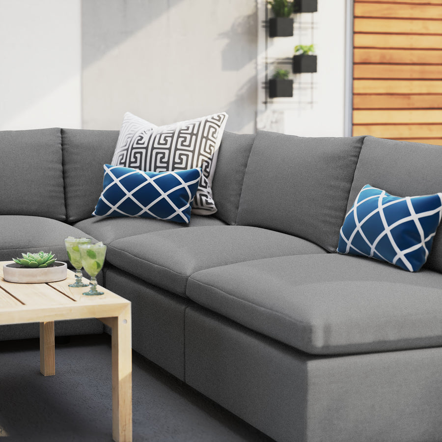 Linden 5-Piece Sunbrella® Outdoor Patio Sectional Sofa in Gray