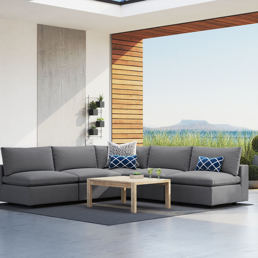 Linden 5-Piece Sunbrella® Outdoor Patio Sectional Sofa in Gray