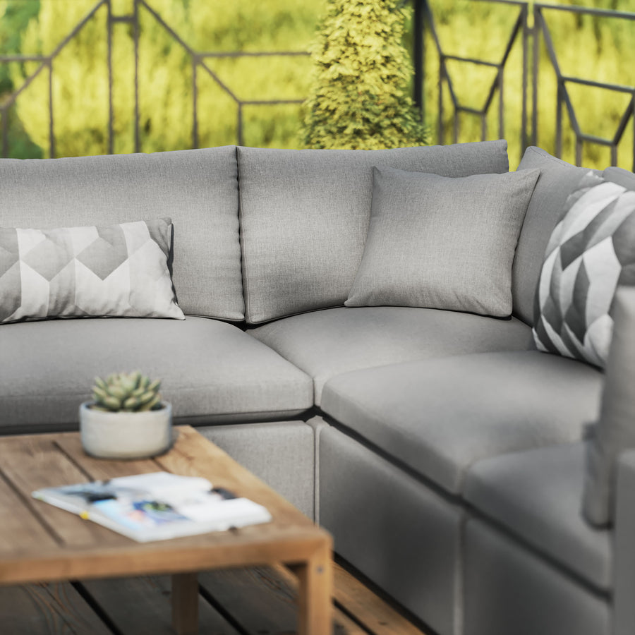 Linden 5-Piece Outdoor Patio Sectional Sofa in Charcoal