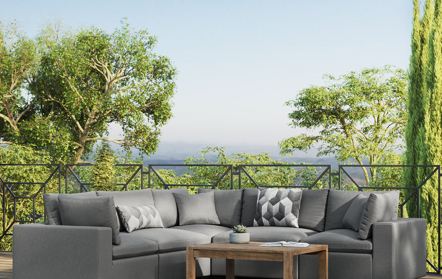 Linden 5-Piece Outdoor Patio Sectional Sofa in Charcoal