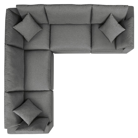 Commix 5-Piece Outdoor Patio Sectional Sofa in Charcoal