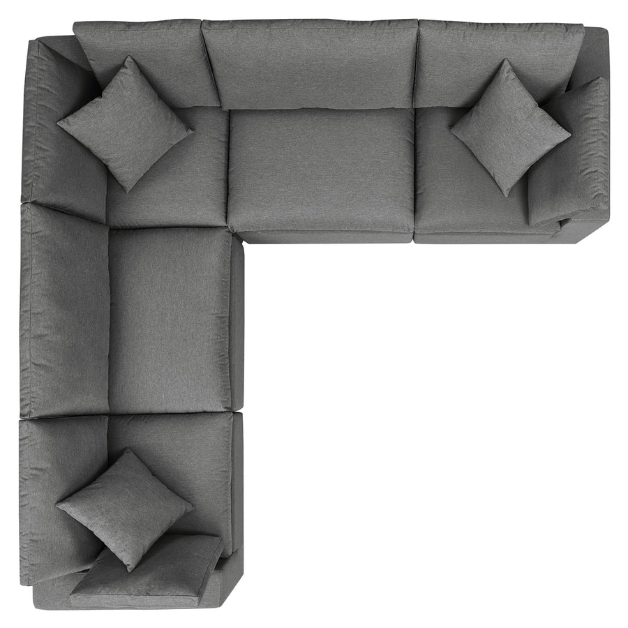 Linden 5-Piece Outdoor Patio Sectional Sofa in Charcoal