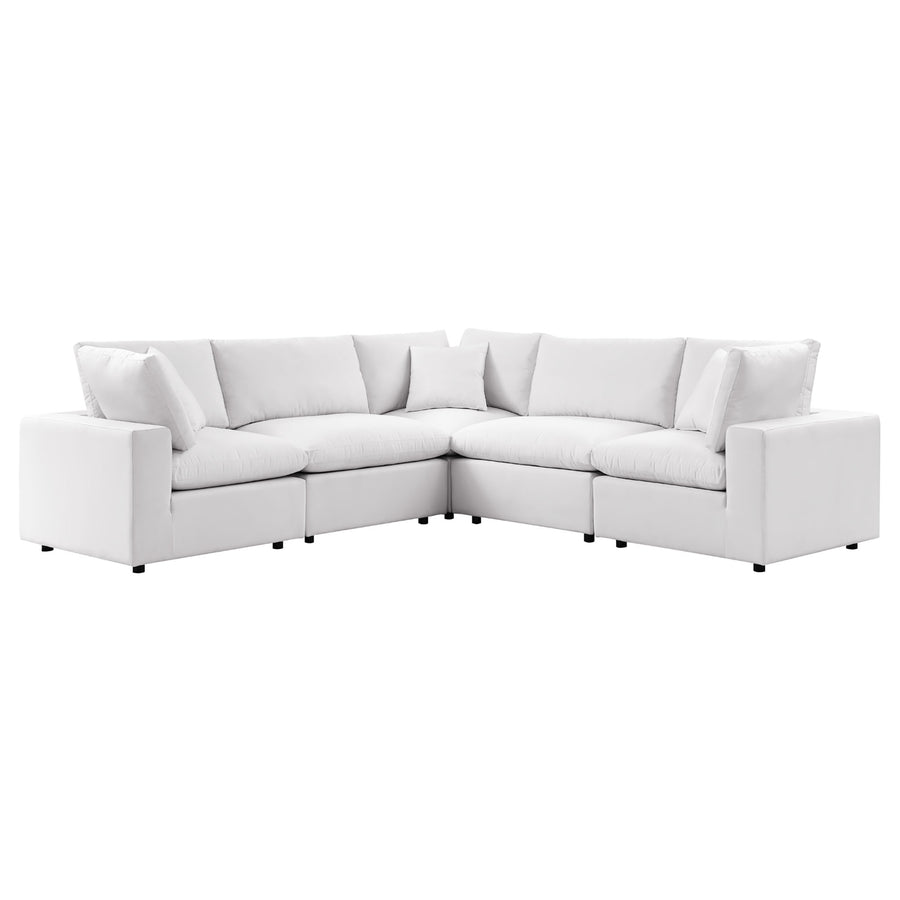 Linden 5-Piece Outdoor Patio Sectional Sofa in White