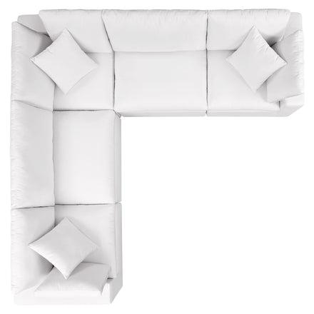 Commix 5-Piece Outdoor Patio Sectional Sofa in White