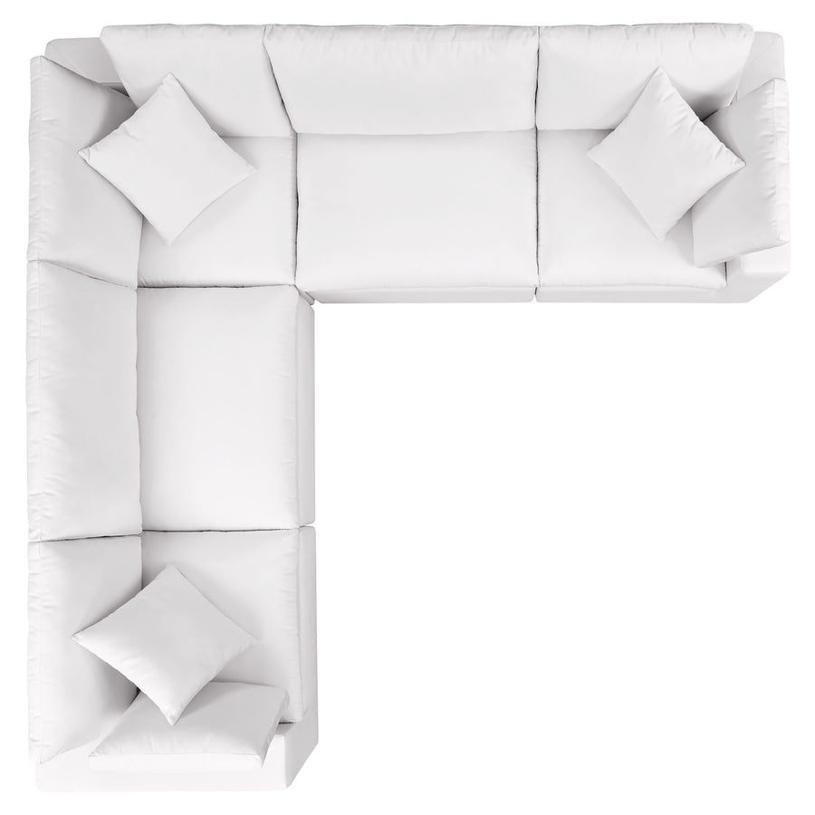 Linden 5-Piece Outdoor Patio Sectional Sofa in White