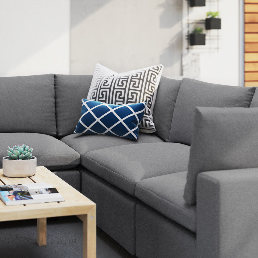 Linden 5-Piece Sunbrella® Outdoor Patio Sectional Sofa in Gray