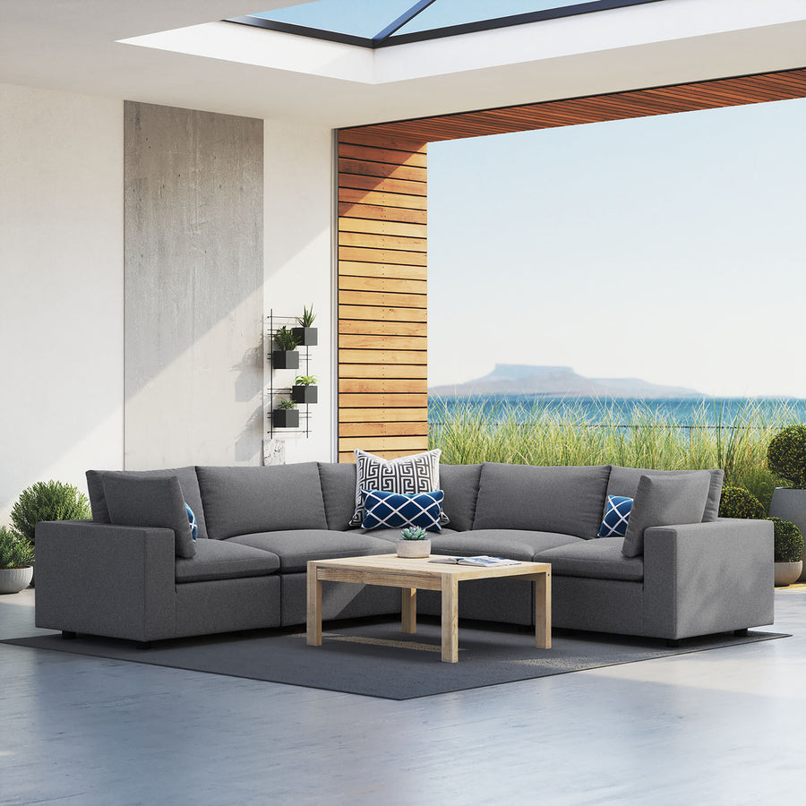 Linden 5-Piece Sunbrella® Outdoor Patio Sectional Sofa in Gray
