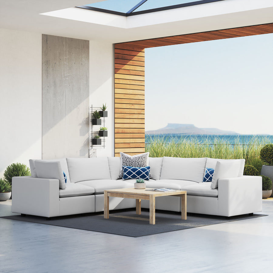 Linden 5-Piece Sunbrella® Outdoor Patio Sectional Sofa in White