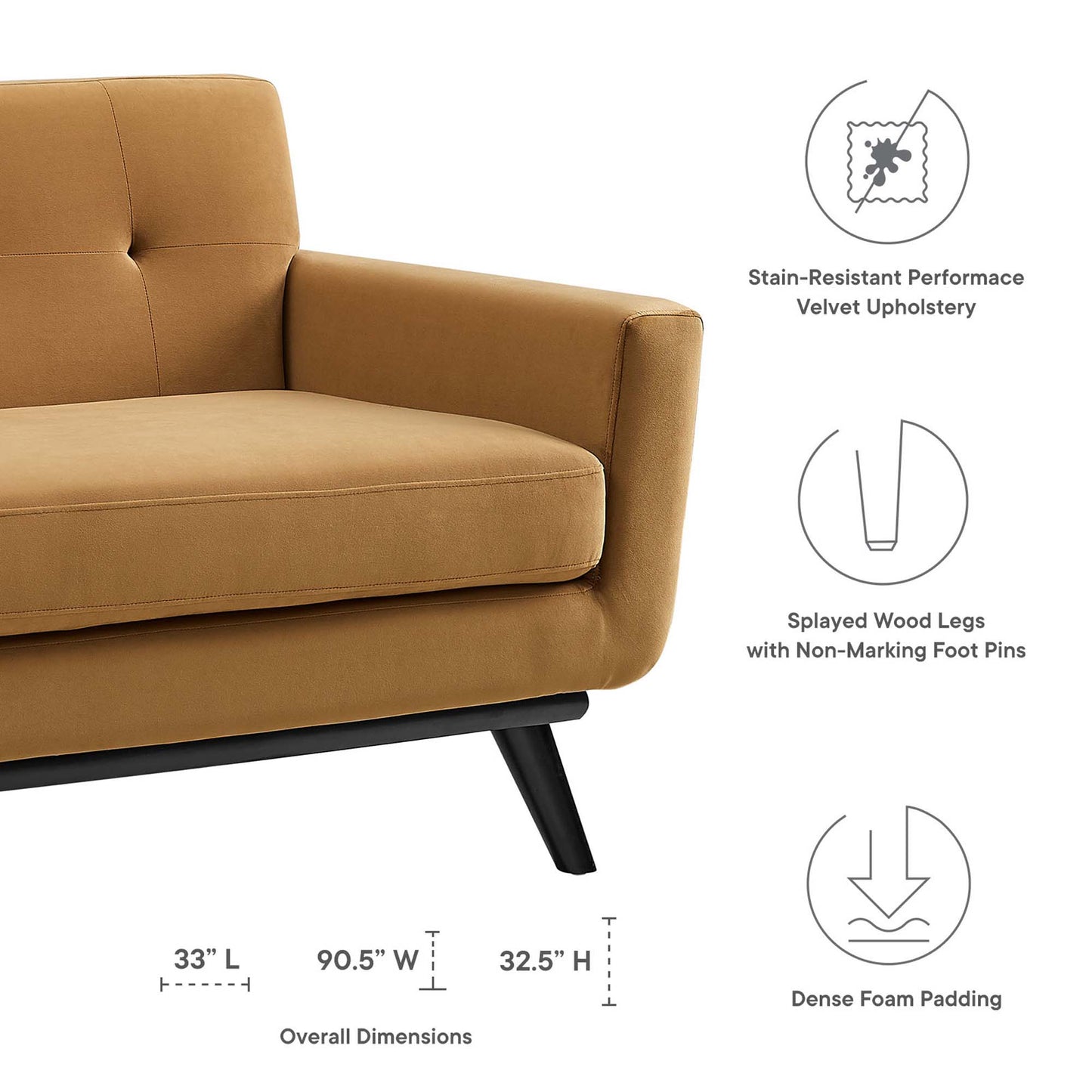 Engage Performance Velvet Sofa by Furniture for America