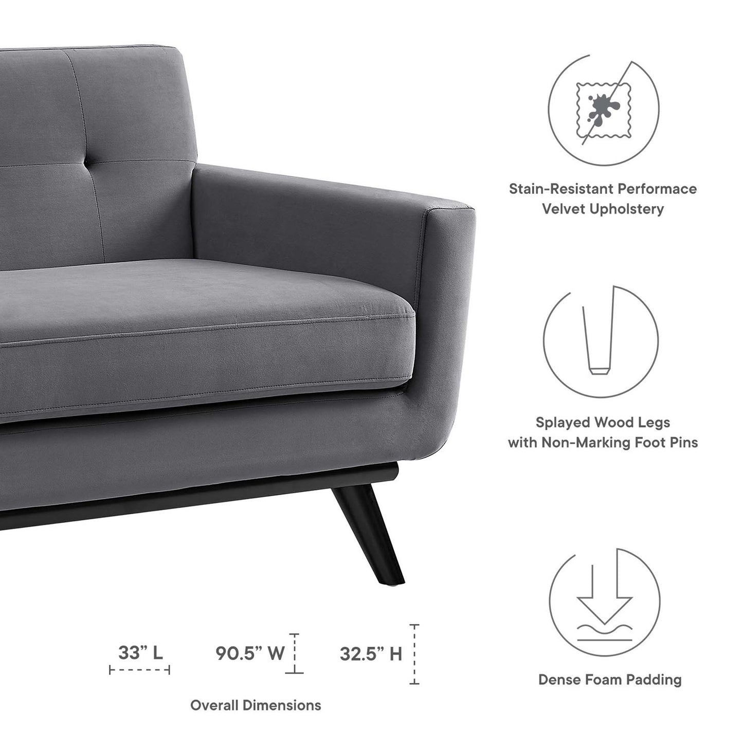 Engage Performance Velvet Sofa by Furniture for America