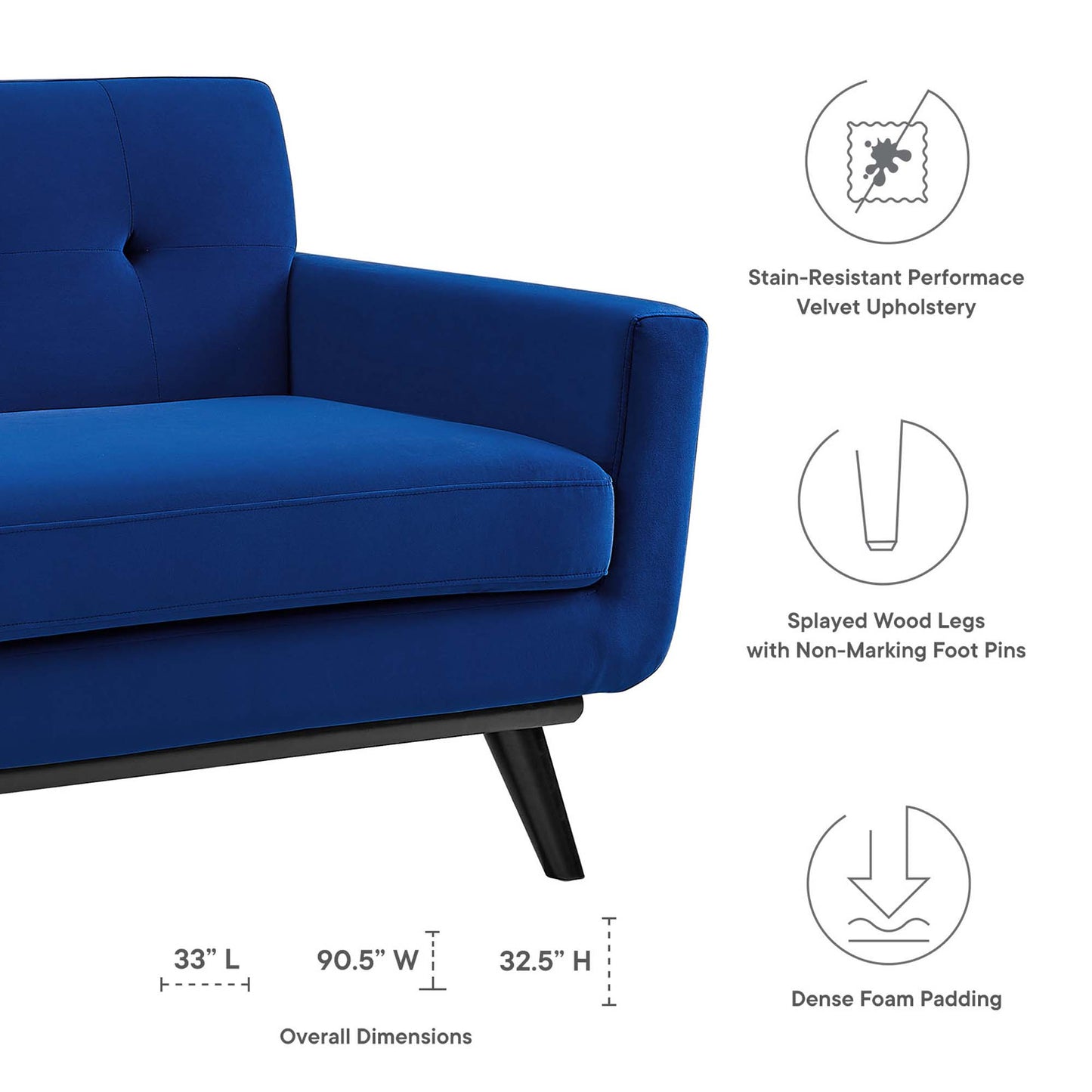 Engage Performance Velvet Sofa by Furniture for America