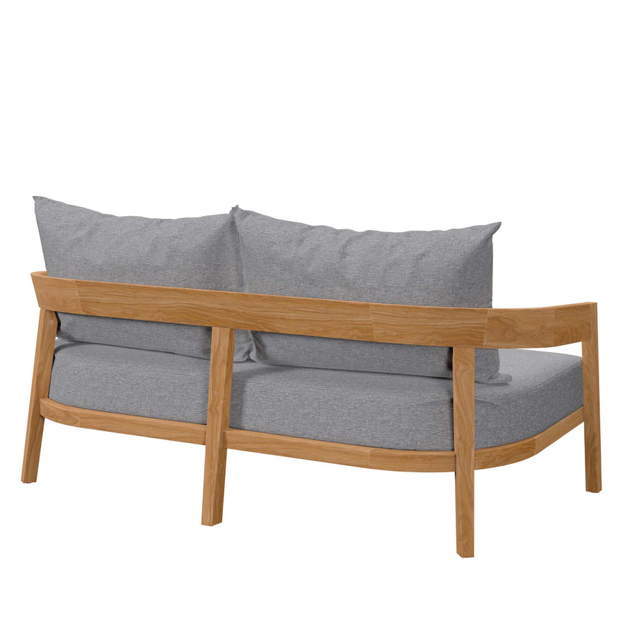 Blake Teak Wood Outdoor Patio Loveseat in Natural Gray