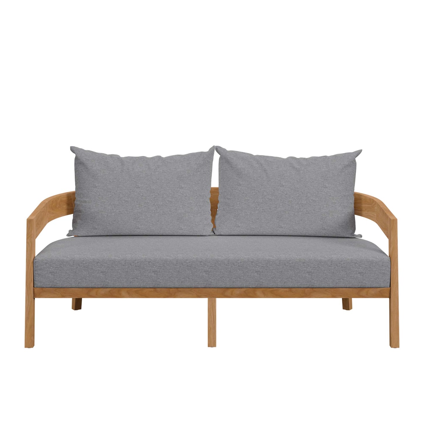 Blake Teak Wood Outdoor Patio Loveseat in Natural Gray