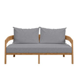 Blake Teak Wood Outdoor Patio Loveseat in Natural Gray