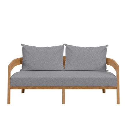 Brisbane Teak Wood Outdoor Patio Loveseat in Natural Gray