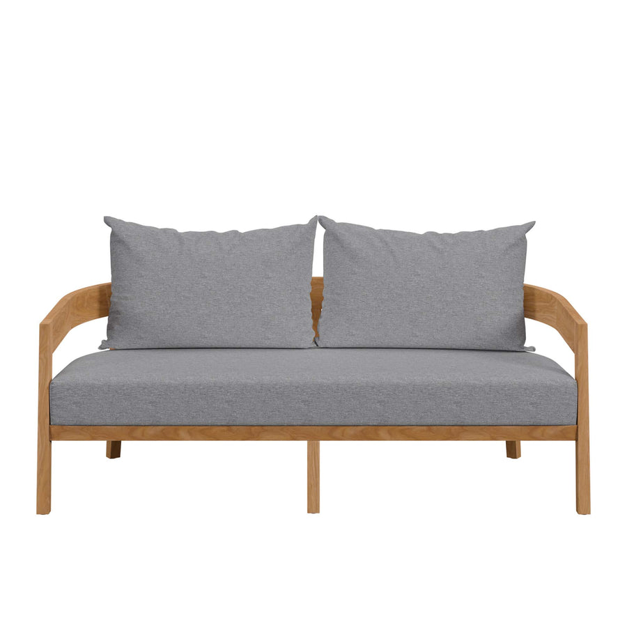 Blake Teak Wood Outdoor Patio Loveseat in Natural Gray