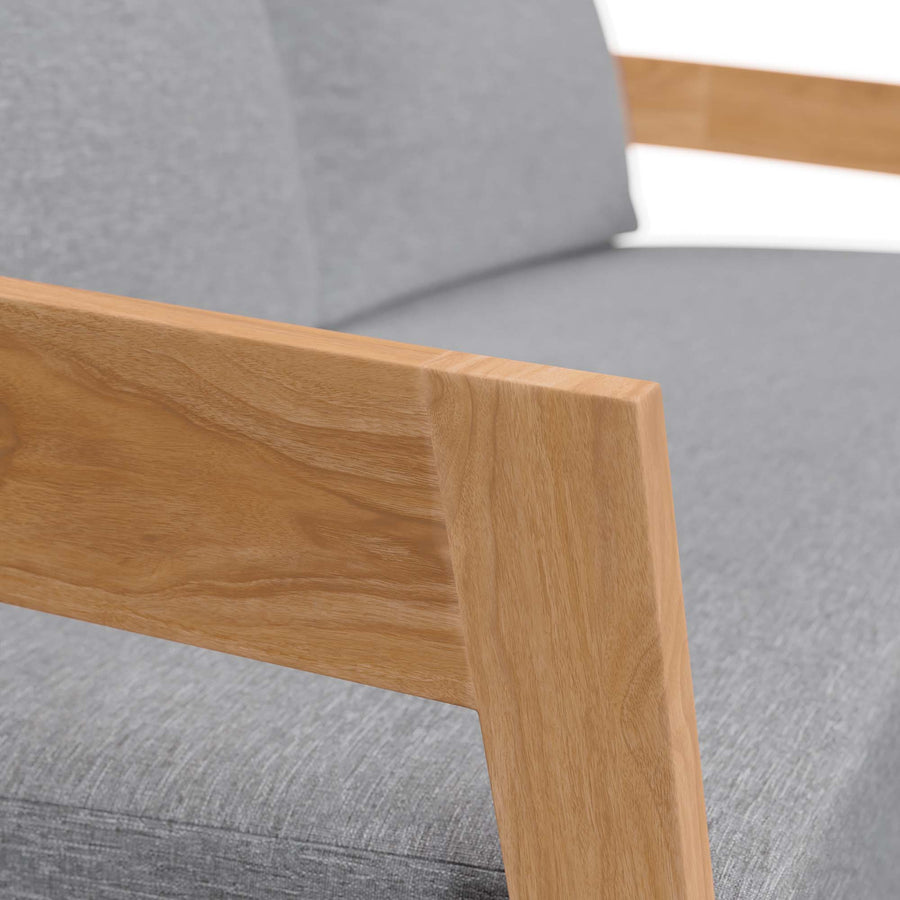 Blake Teak Wood Outdoor Patio Loveseat in Natural Gray