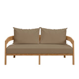 Blake Teak Wood Outdoor Patio Loveseat in Natural Light Brown