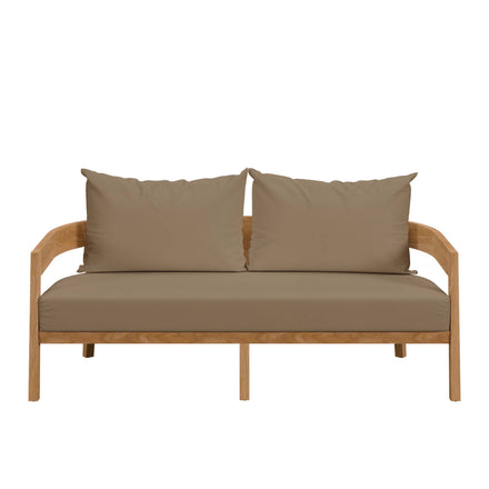 Brisbane Teak Wood Outdoor Patio Loveseat in Natural Light Brown