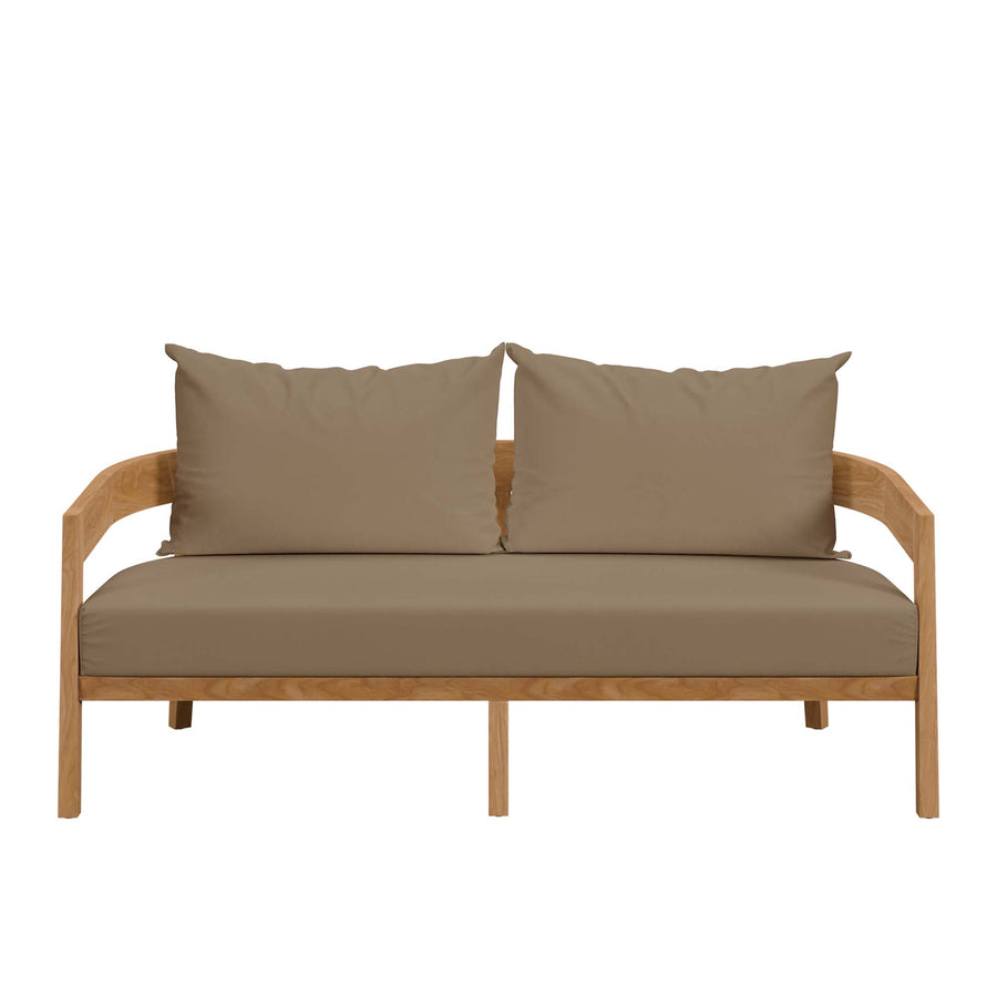 Blake Teak Wood Outdoor Patio Loveseat in Natural Light Brown