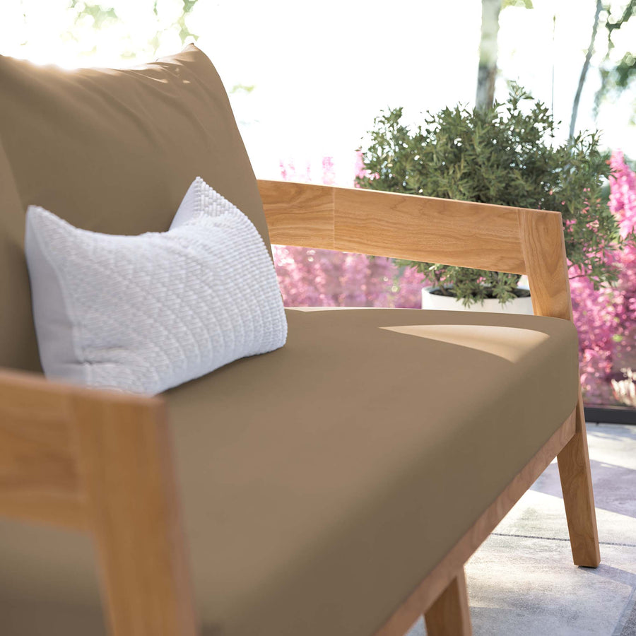 Blake Teak Wood Outdoor Patio Loveseat in Natural Light Brown