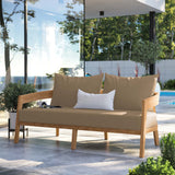 Blake Teak Wood Outdoor Patio Loveseat in Natural Light Brown
